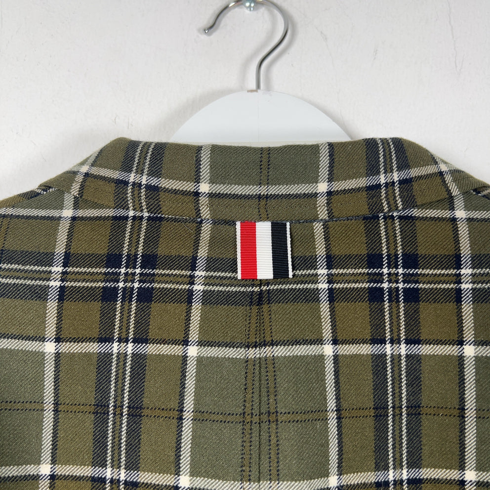 Thom Browne Multi-Pocket Plaid Peacoat