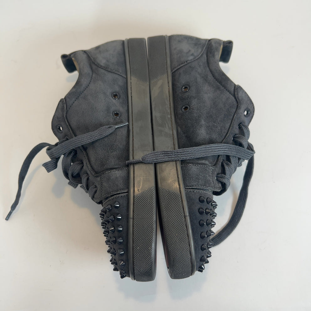 Christian Louboutin Grey Suede Junior Spikes Orlato Lowtop Sneakers