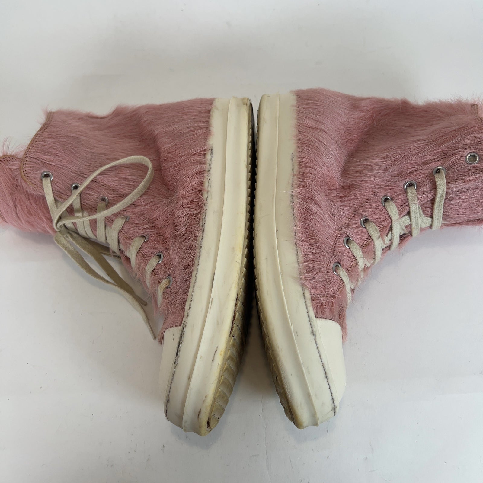 Rick Owens Pink Ponyhair High-Top Ramones