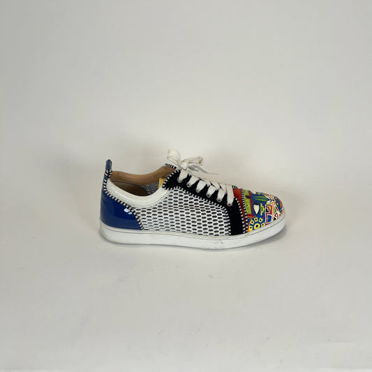 Christian Louboutin Aztec Embossed Print Leather Lowtop Sneakers
