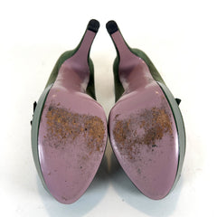 Valentino Suede Patent Leather Bow Heels