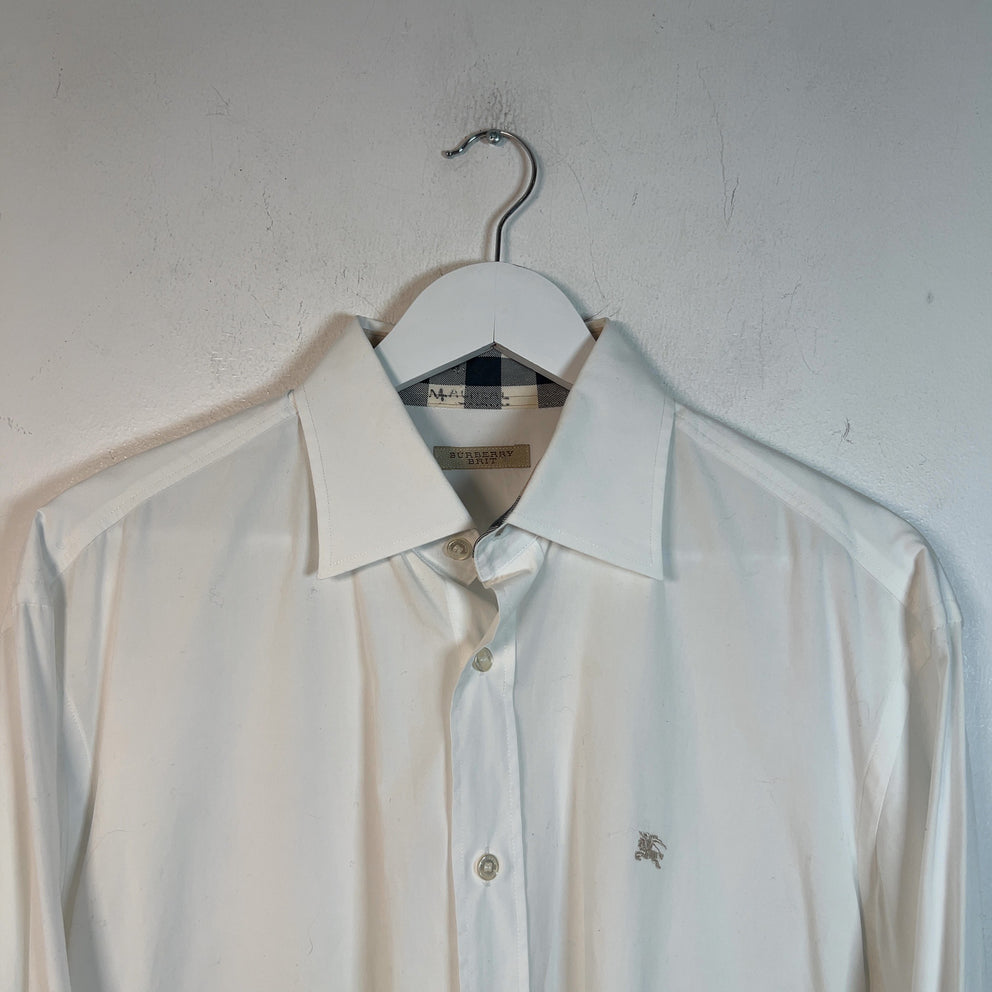 Burberry Brit Check Plaid On Collar And Cuff Shirt