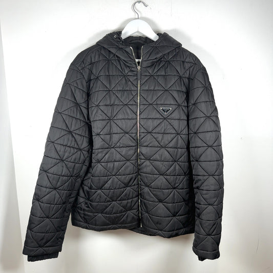 Prada Plaque Logo Quilted Puffer Jacket