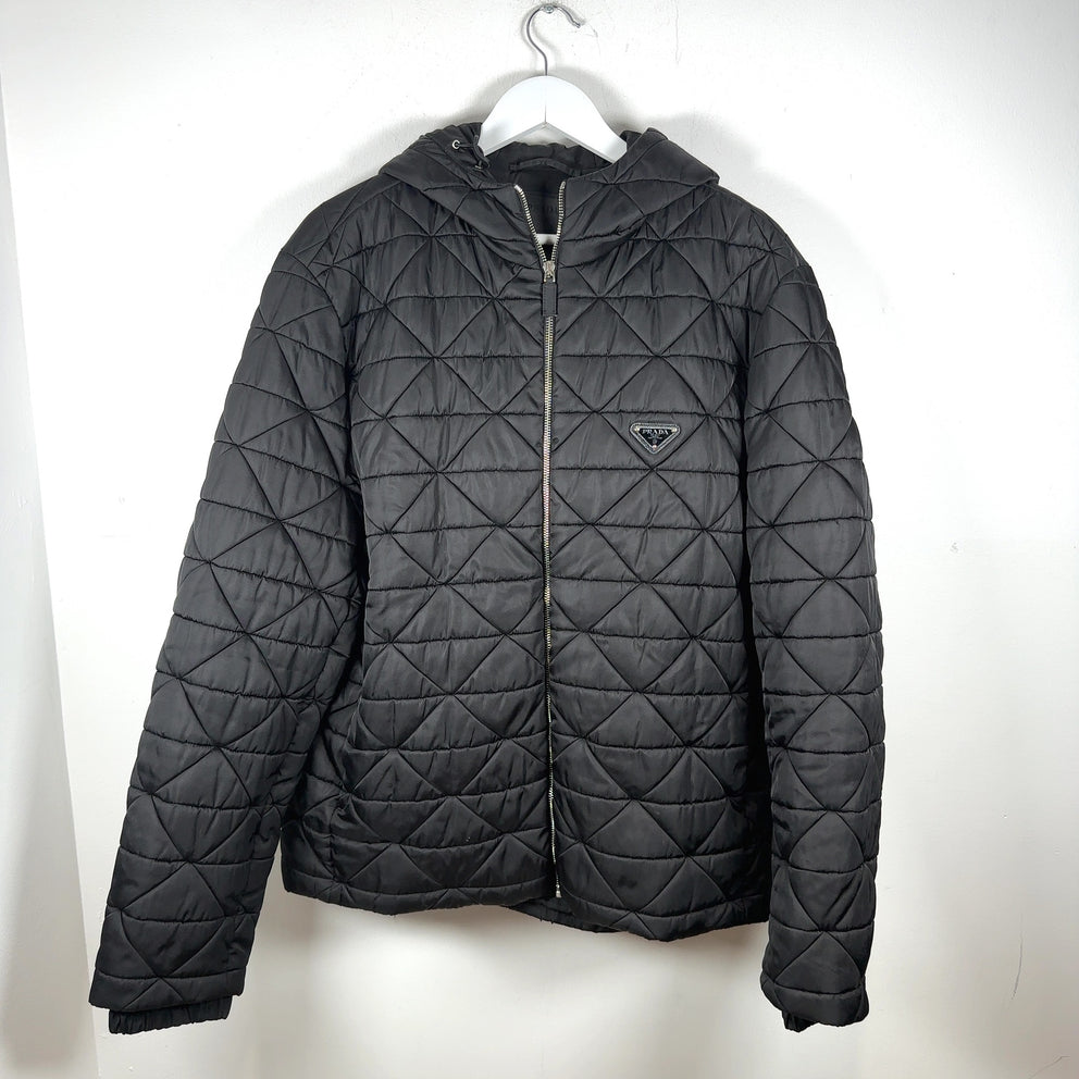 Prada Plaque Logo Quilted Puffer Jacket