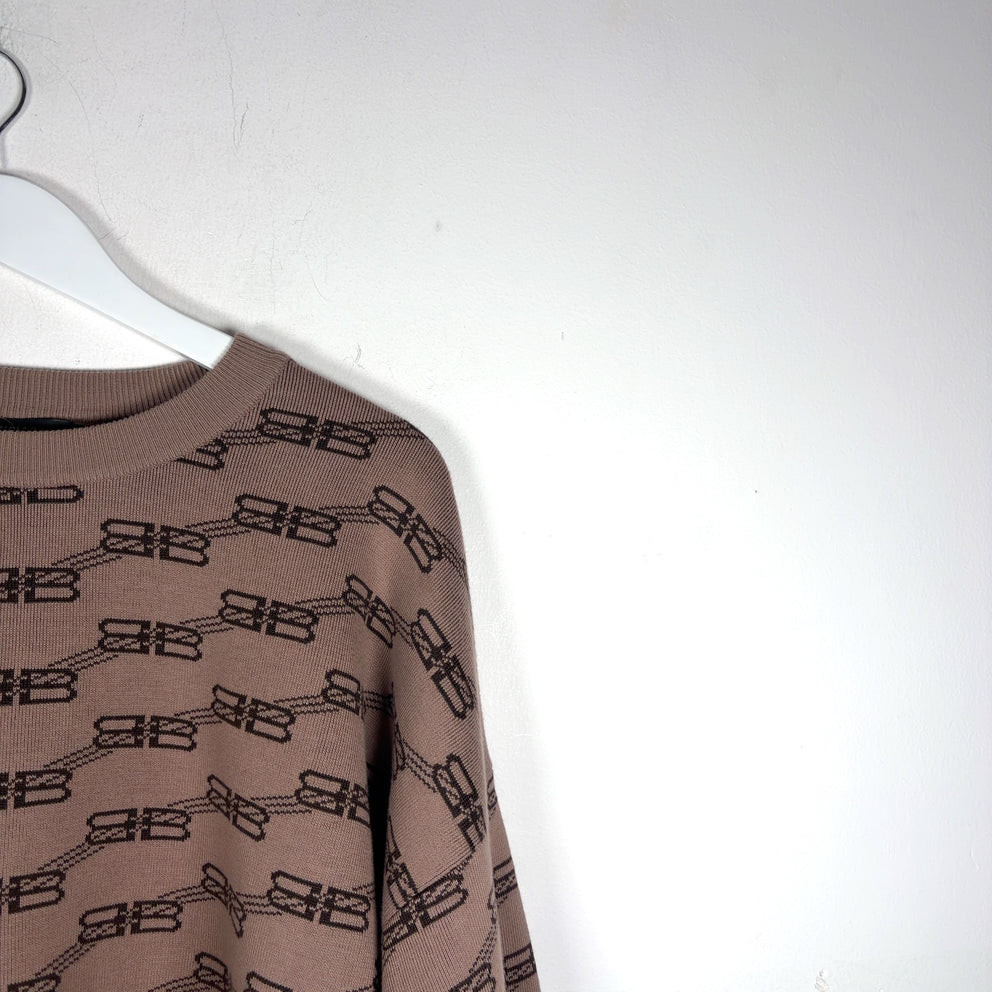 Balenciaga All-Over BB Monogram Knit Sweater