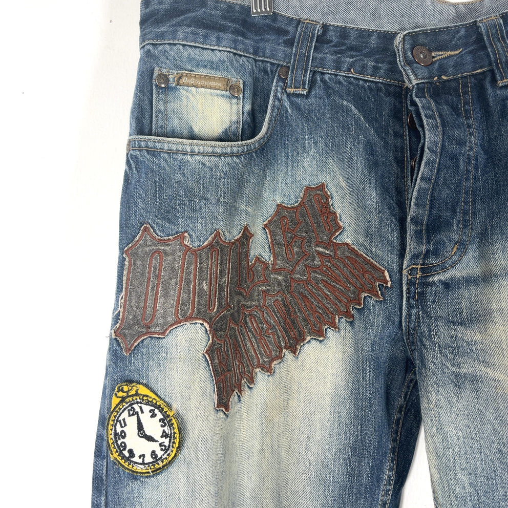 Dolce & Gabbana Faded Out Wash Patched Jeans