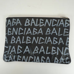 Balenciaga Graffiti Logo Leather Clutch