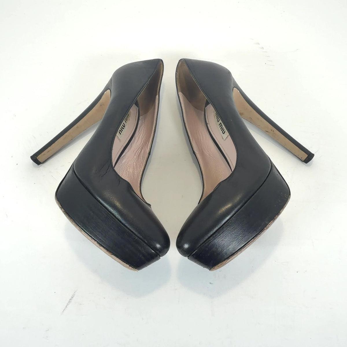Miu Black Leather Pumps Heels