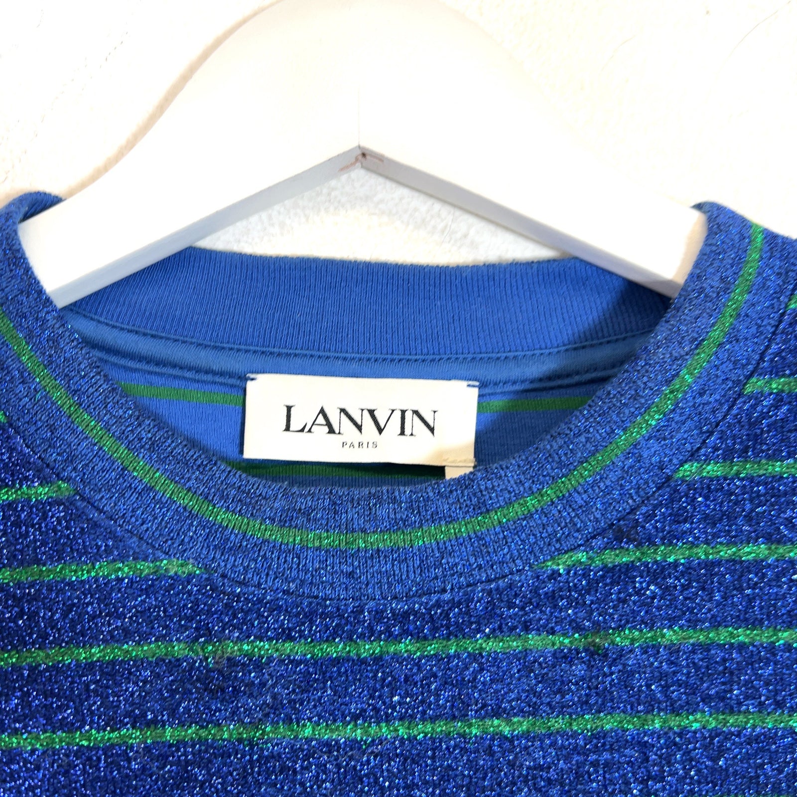 Lanvin Striped Viscose Logo T-Shirt