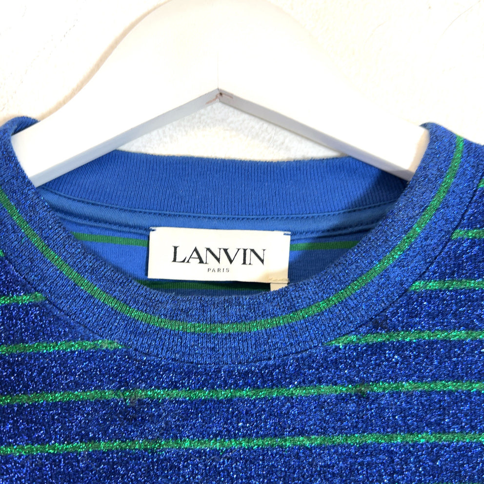 Lanvin Striped Viscose Logo T-Shirt