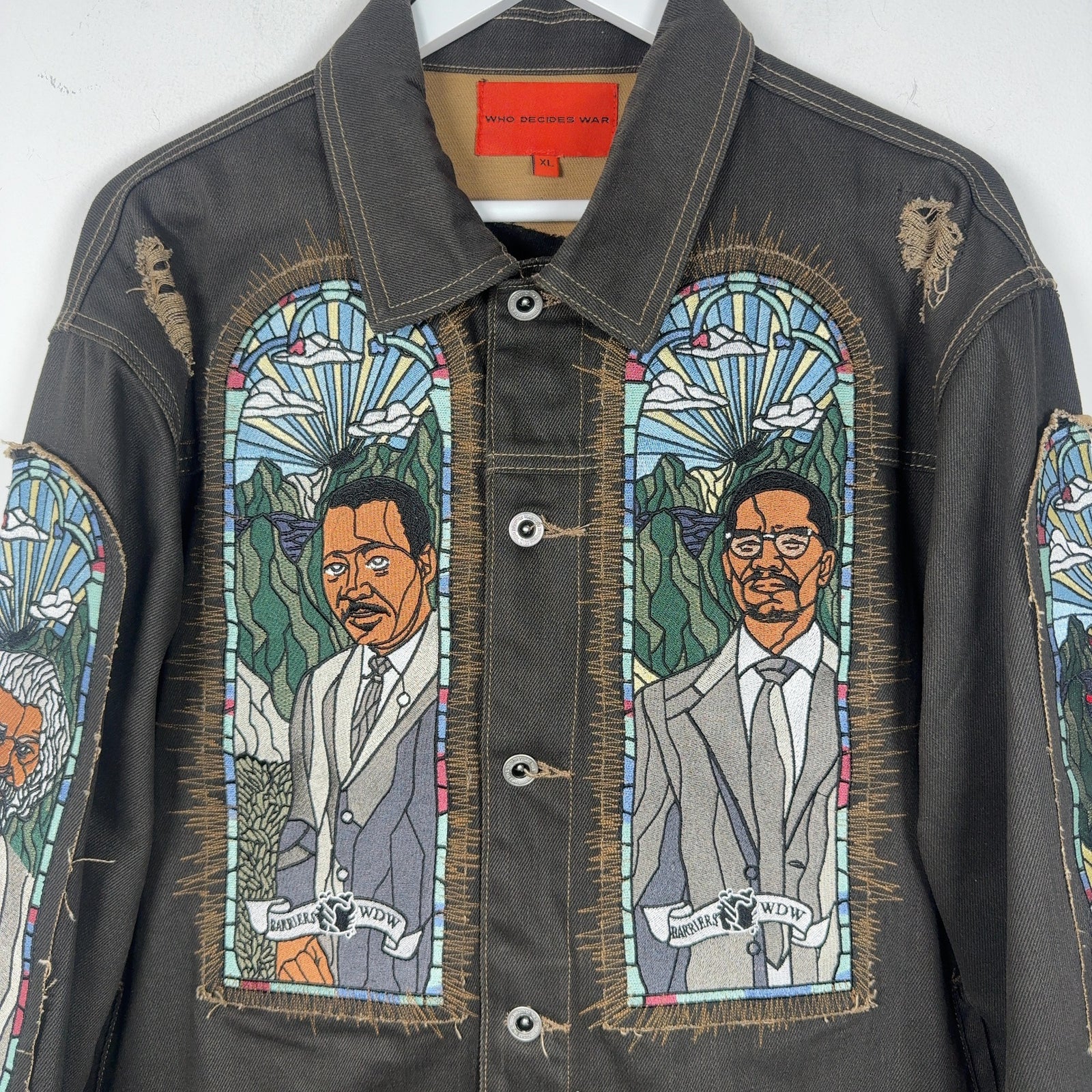 Who Decides War x Barriers Monument Embroidered Denim Jacket