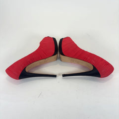 Giuseppe Zanotti Red Runched Silk Platform Pumps