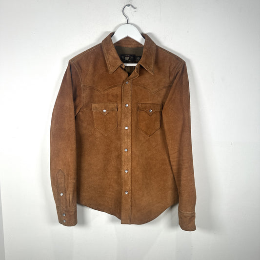 RRL Ralph Lauren Brown Suede Western Button-Up Shirt Size S