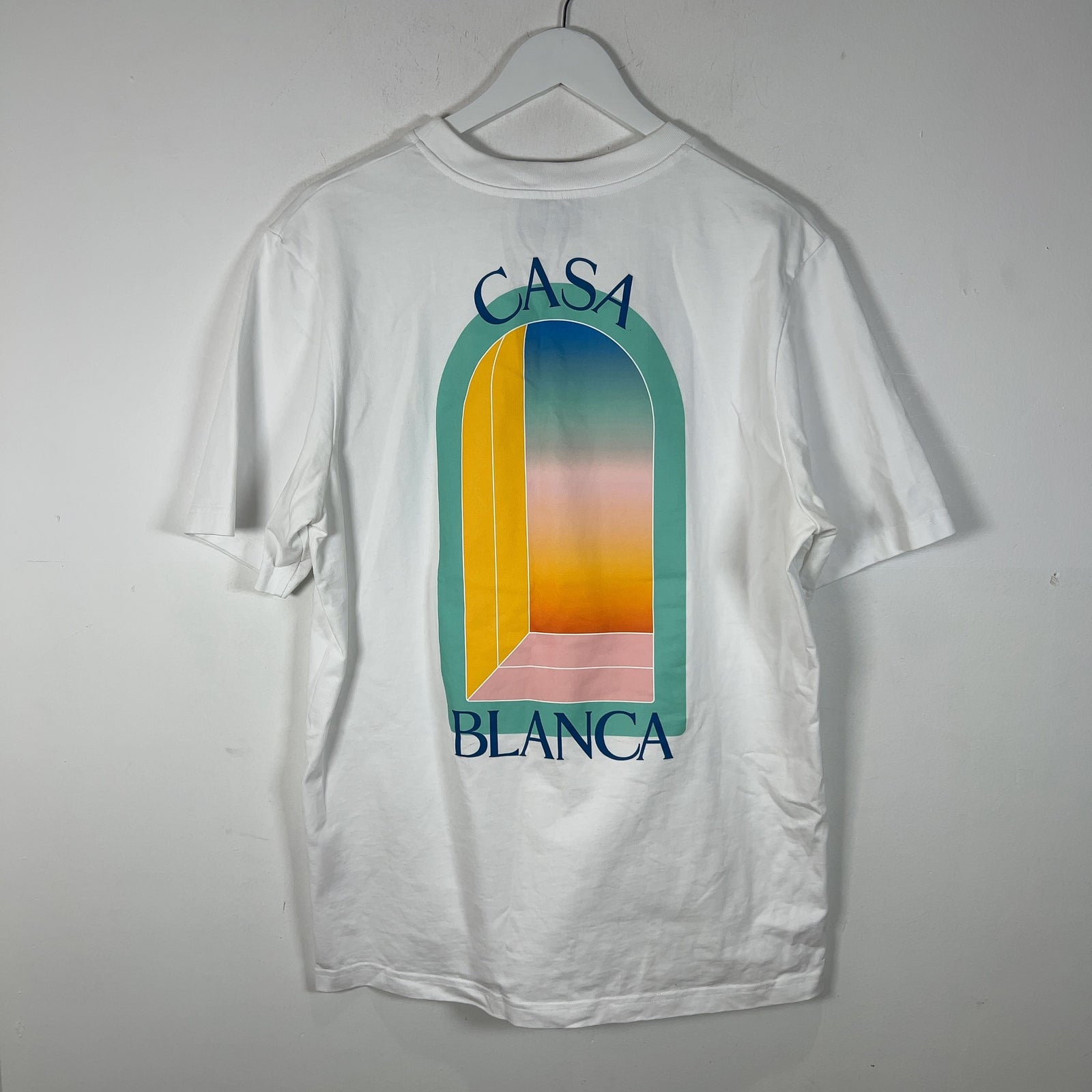 Casablanca Blue Outline Doorway Graphic White T-Shirt