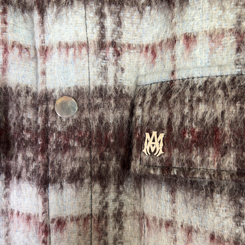 Amiri Mohair Fringe Flannel Shirt