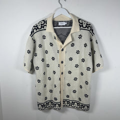 Rhude Floral Motif Knit Button Up Shirt