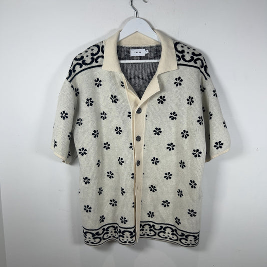 Rhude Floral Motif Knit Button Up Shirt