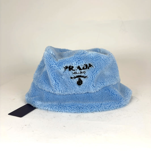 Prada Shearling Blue Bucket Hat