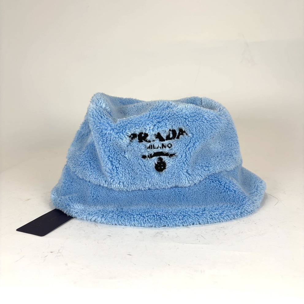 Prada Shearling Blue Bucket Hat