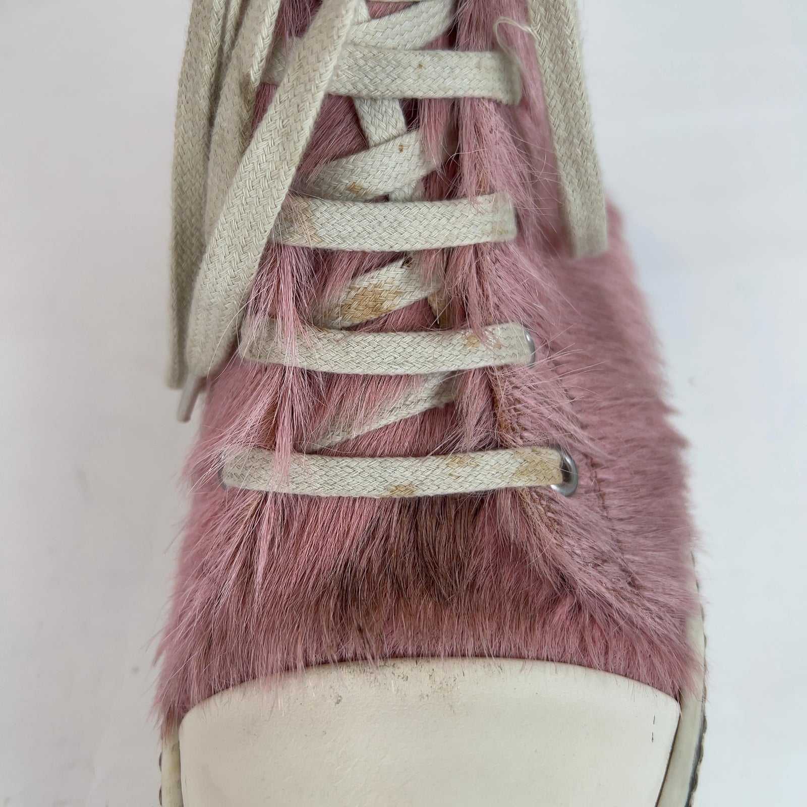 Rick Owens Pink Ponyhair High-Top Ramones