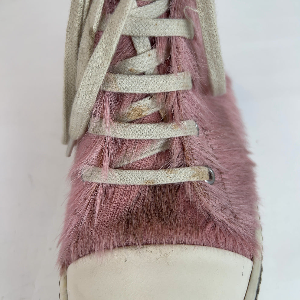 Rick Owens Pink Ponyhair High-Top Ramones