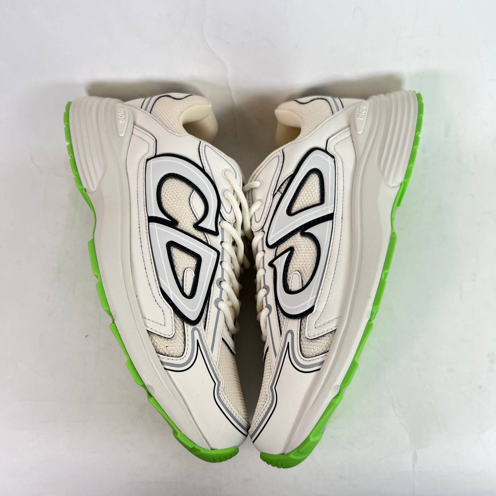 Dior B30 Beige/Lime Green Microfiber Mesh Sneaker Size 43