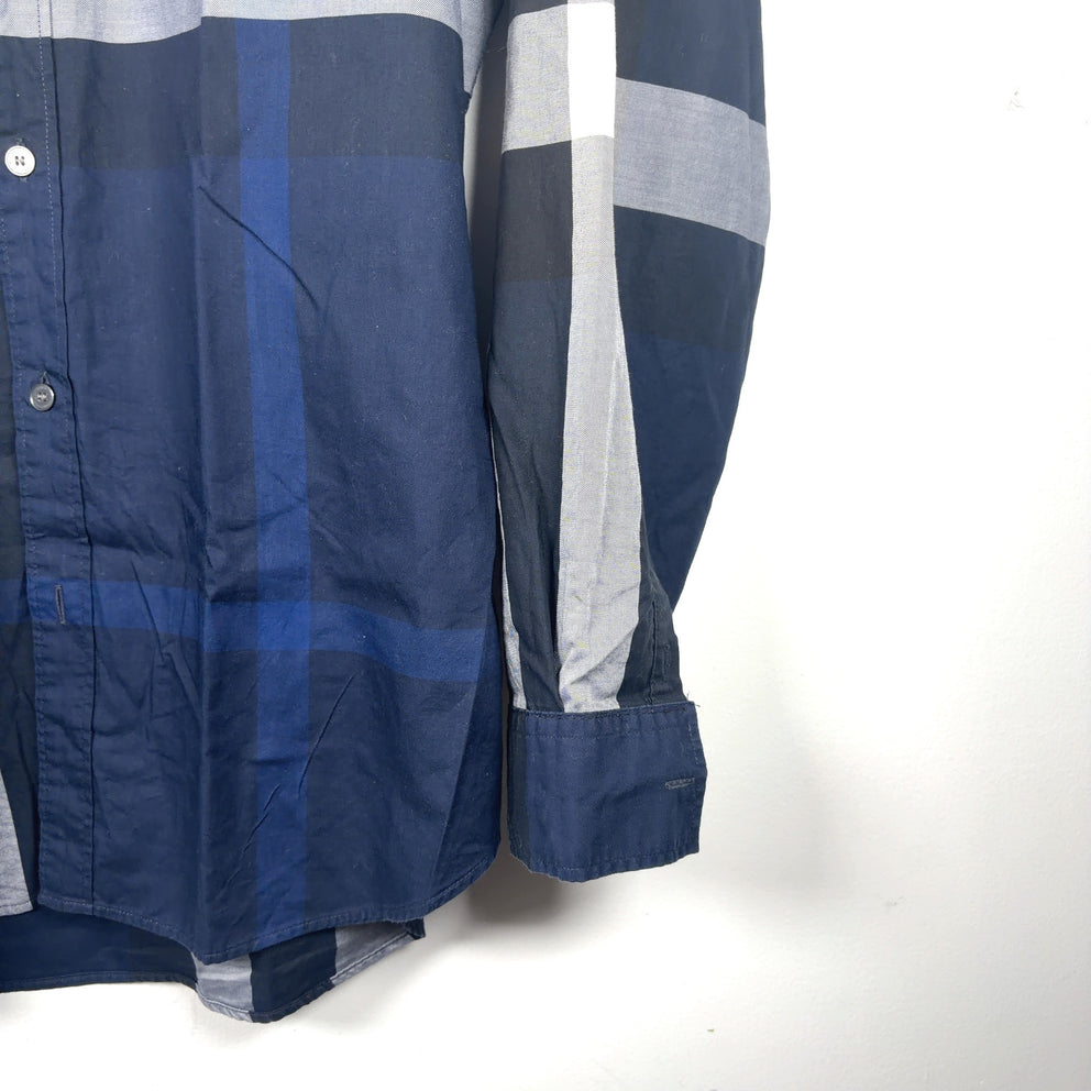 Burberry Half Plaid Button-Up Shirt