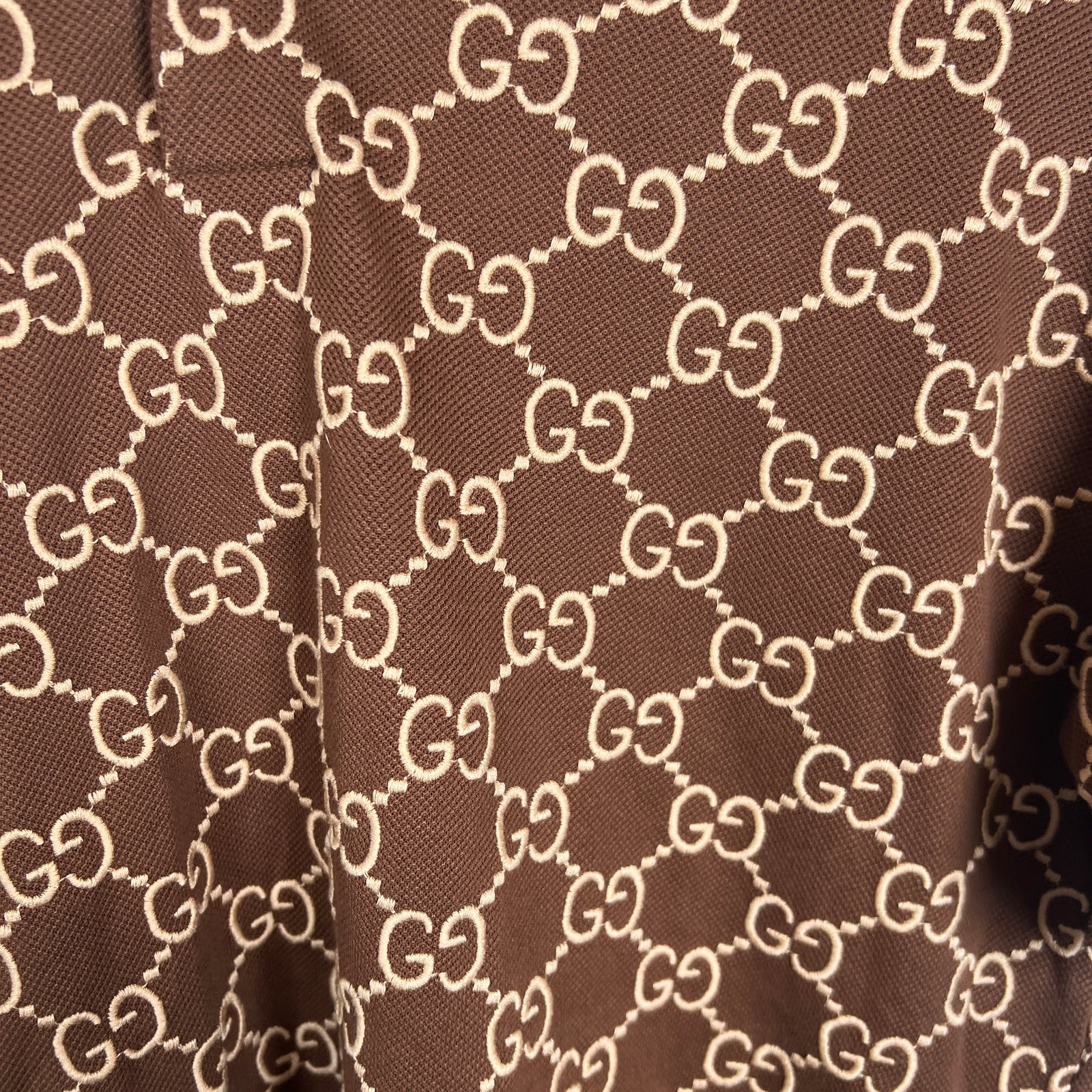 Gucci Brown Monogram Polo Shirt Size M