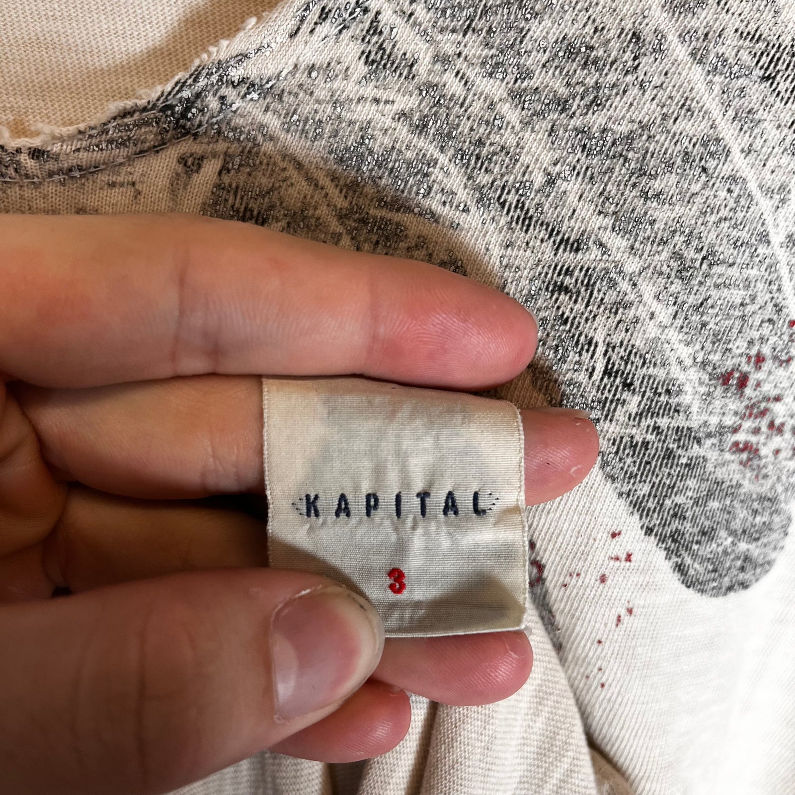 Kapital Feather Graphic T-Shirt Size 3