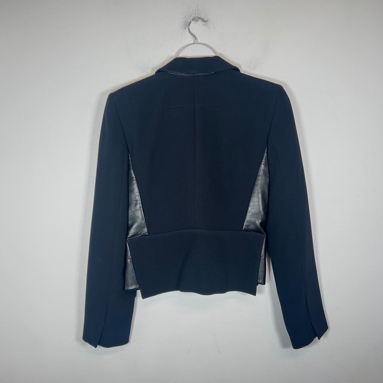 Roland Mouret Black Leather Trimmed Blazer Size 8