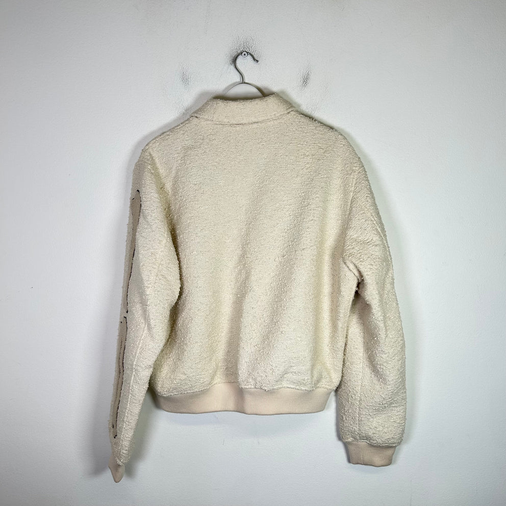 Amiri Boucle Wool Bone Bomber Jacket