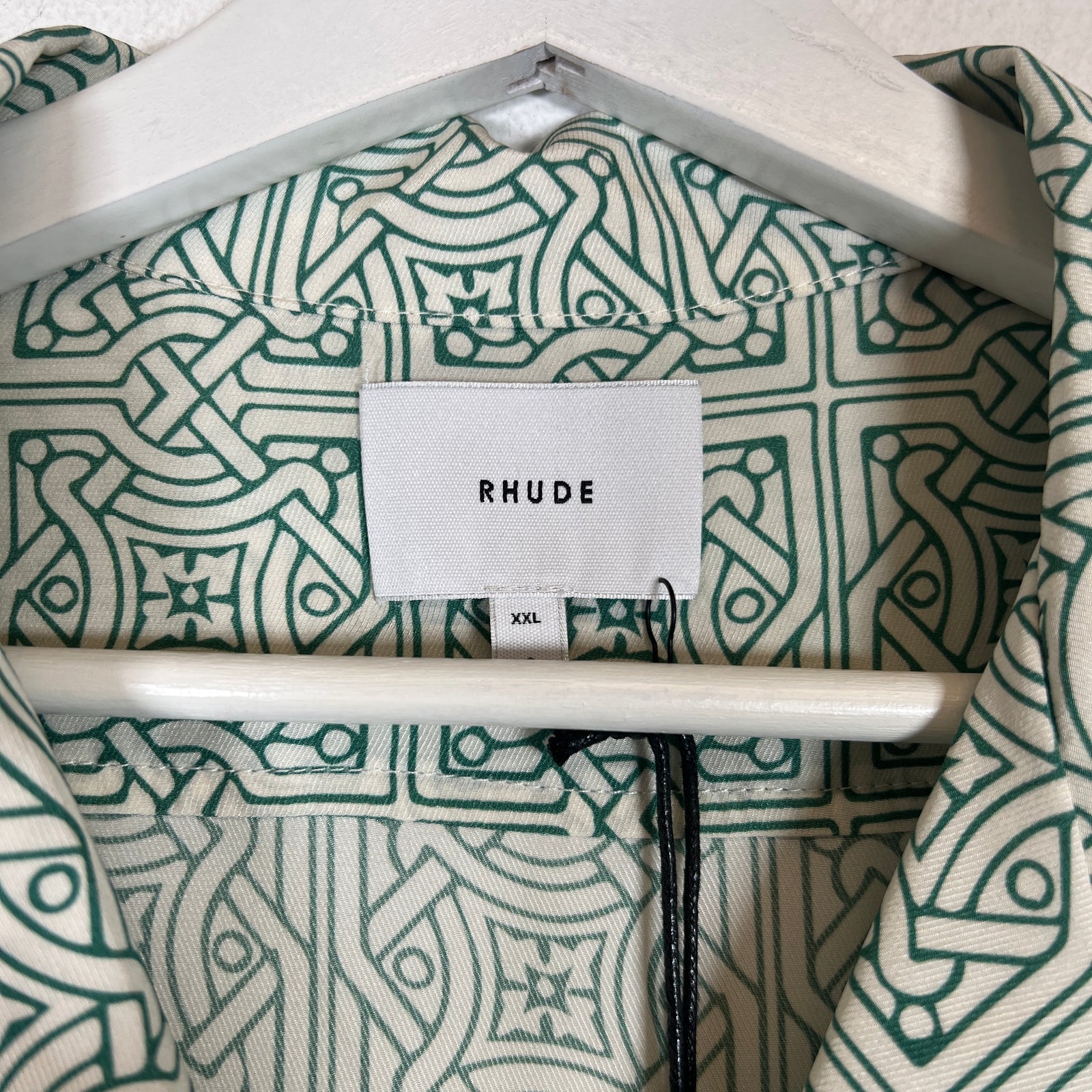 Rhude Green Cravat Silk Shirt Size XXL