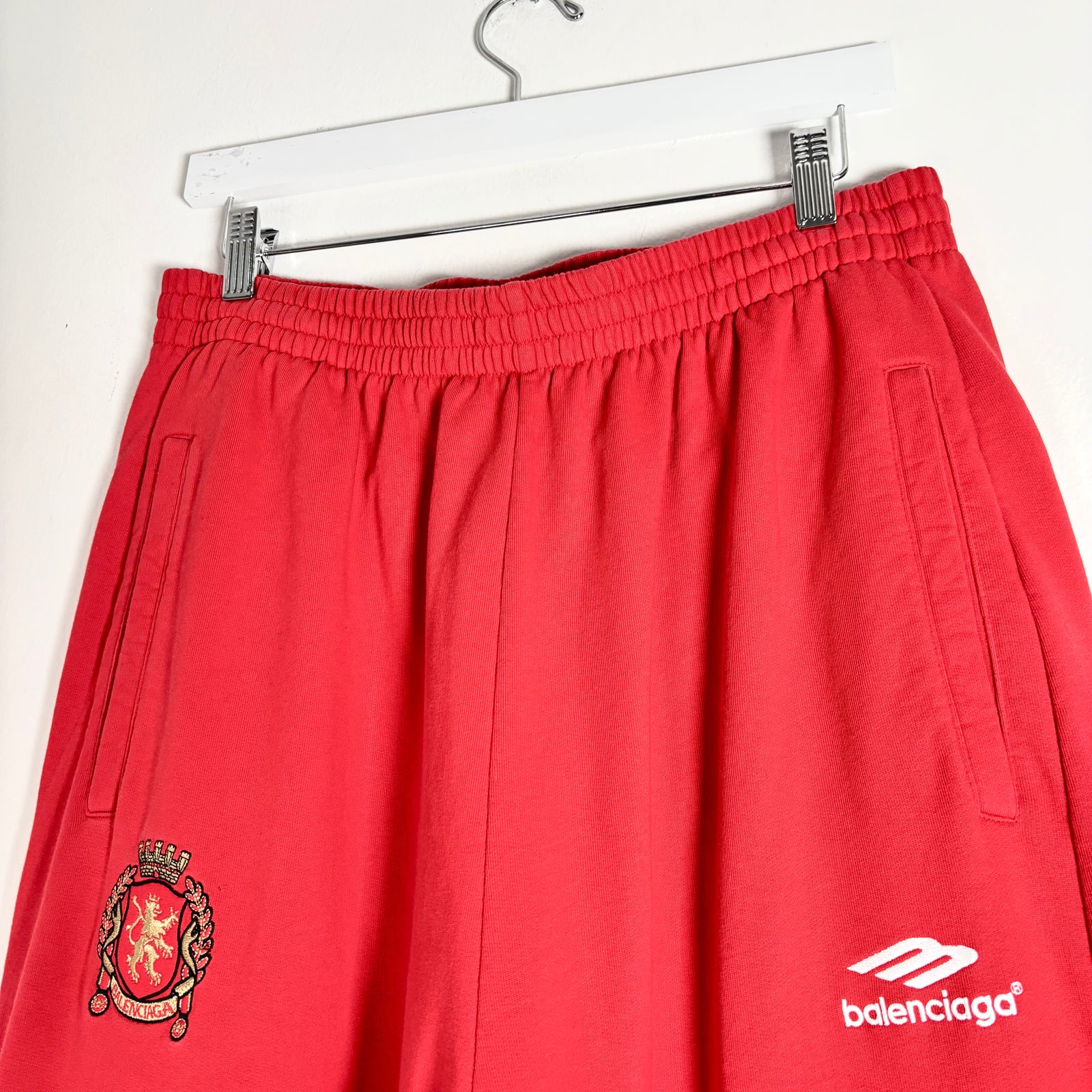 Balenciaga Red/White Soccer Baggy Sweatpants Size M