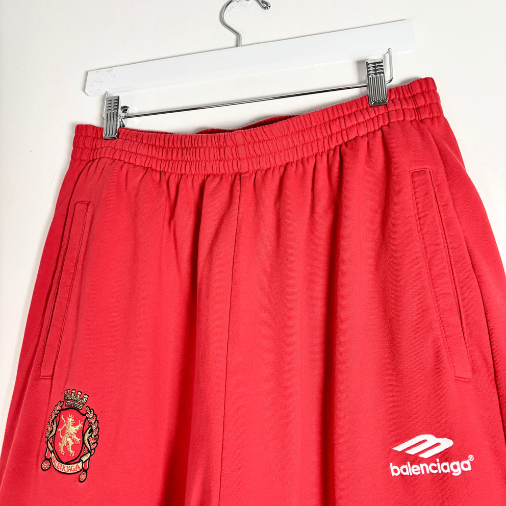 Balenciaga Red/White Soccer Baggy Sweatpants Size M