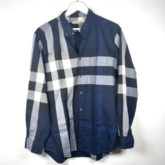Burberry Half Plaid Button-Up Shirt