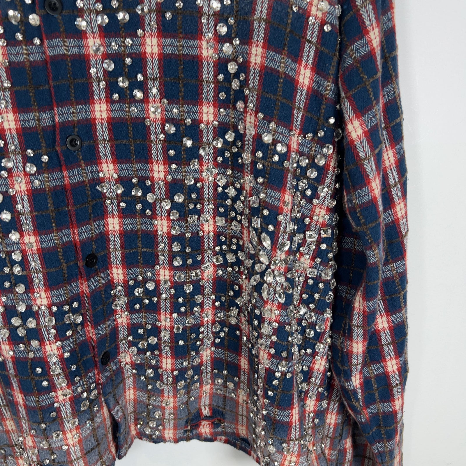 Vale Crystalized Button-Up Flannel Shirt