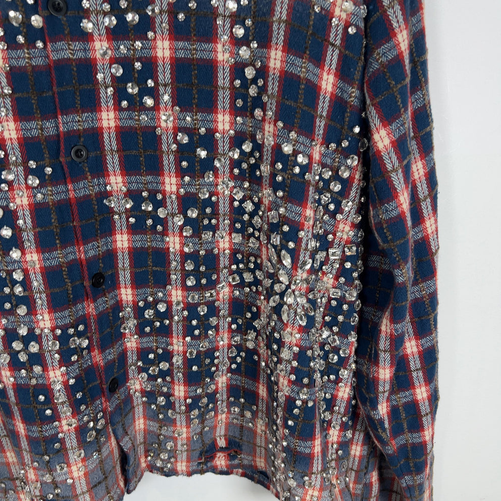 Vale Crystalized Button-Up Flannel Shirt