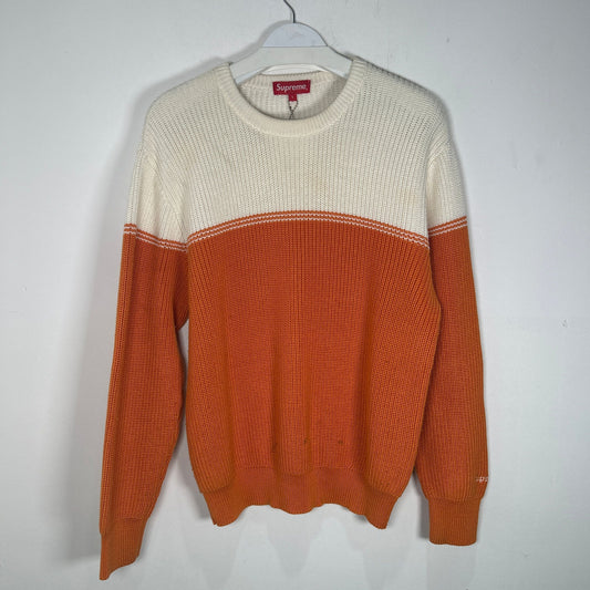 Supreme Creme/Orange Knit Sweater Size L