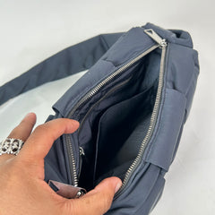 Bottega Veneta Navy Padded Tech Cassette Shoulder Bag