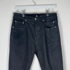 Rick Owens Black Waxed Skinny Detroit Cut Jeans Size 29