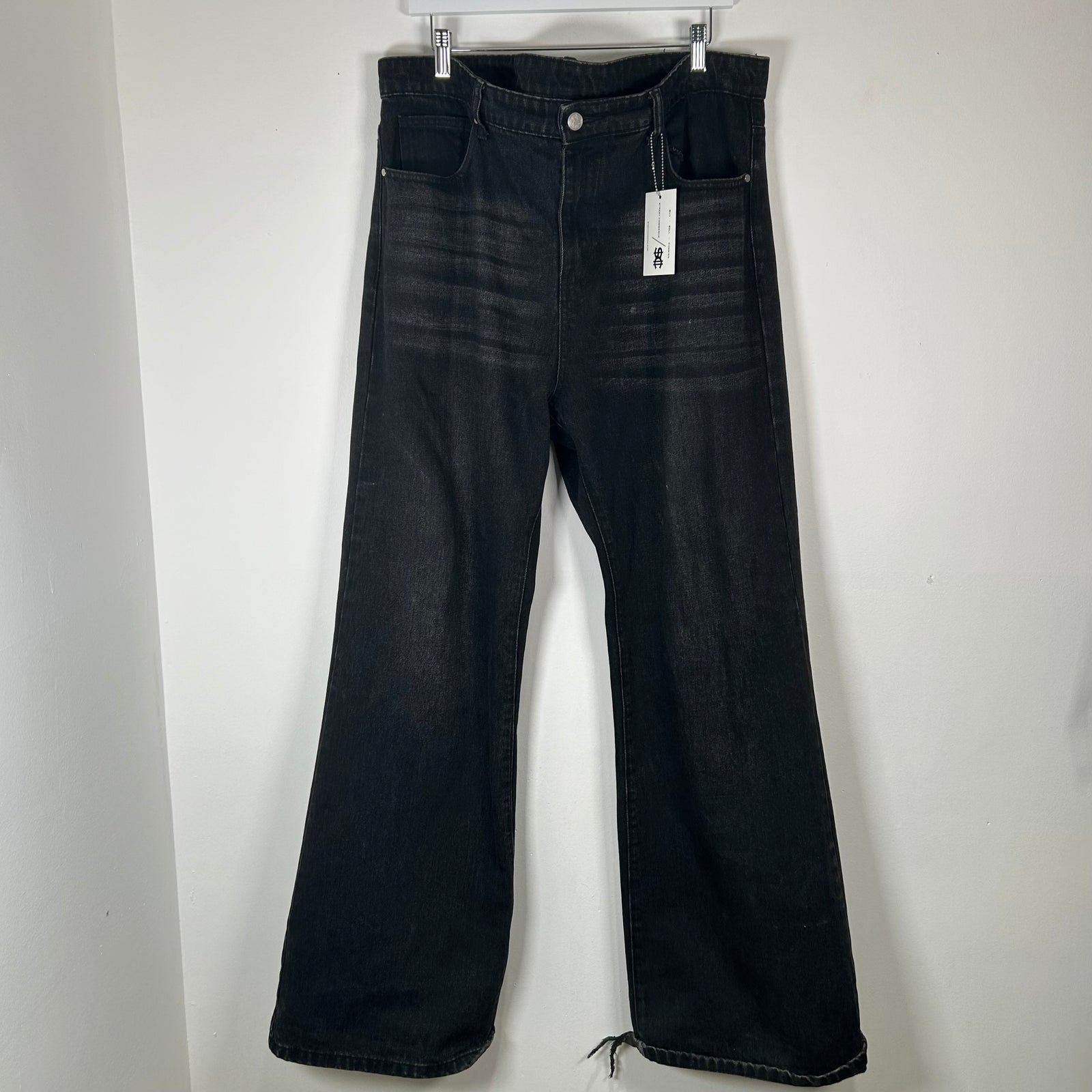 Basketcase Flare Black Denim Jeans Size 38