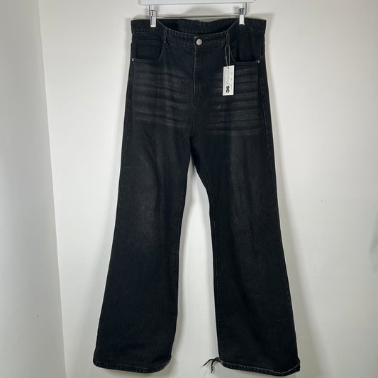 Basketcase Flare Black Denim Jeans Size 38