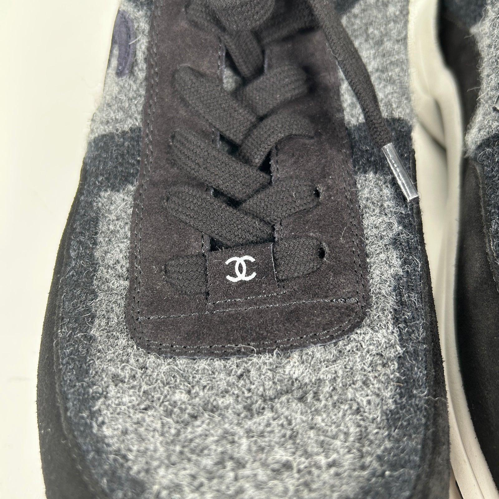 Chanel Dark Grey Knit Sock Runner Size 44