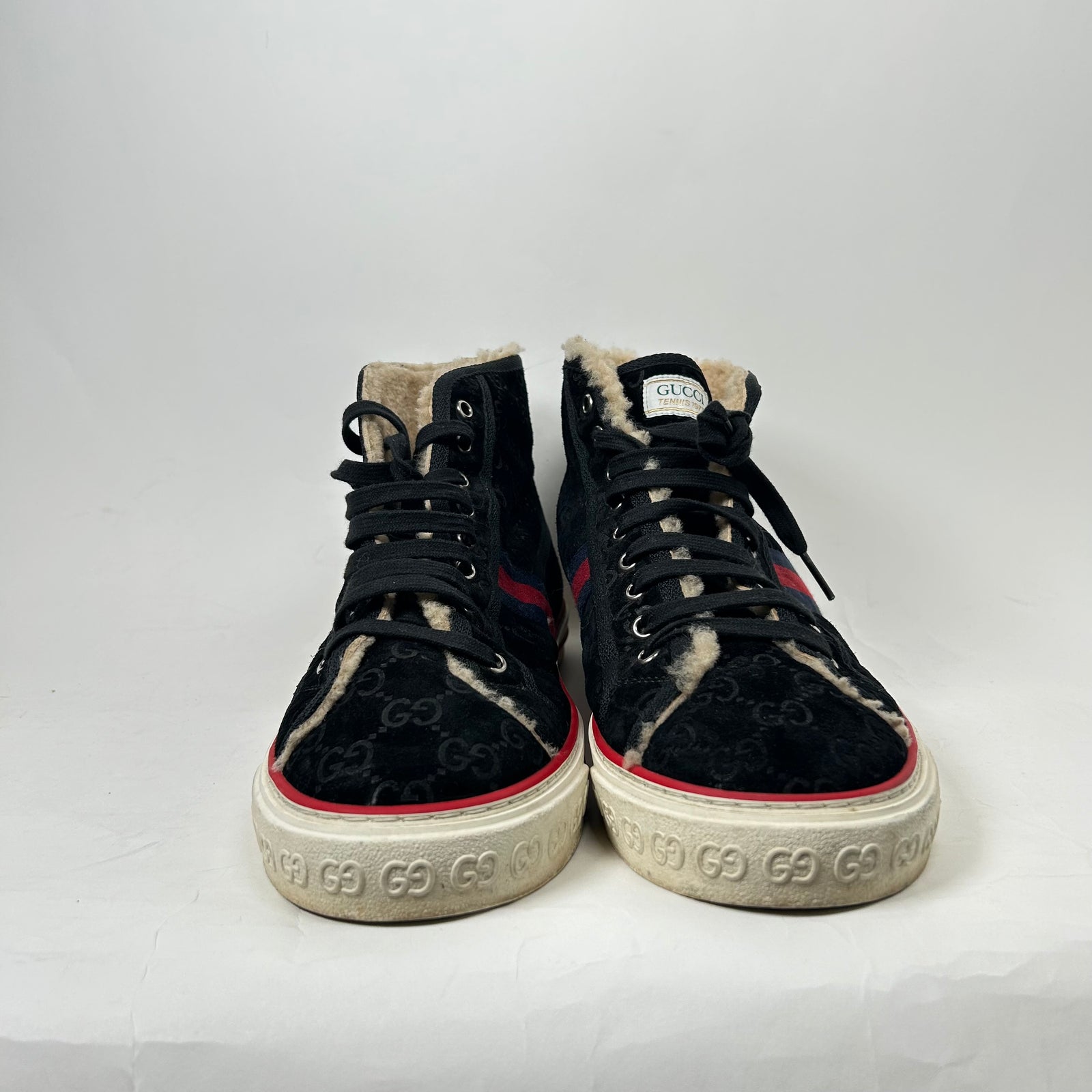 Gucci Black Shearling 1977 Sneakers Size 9.5