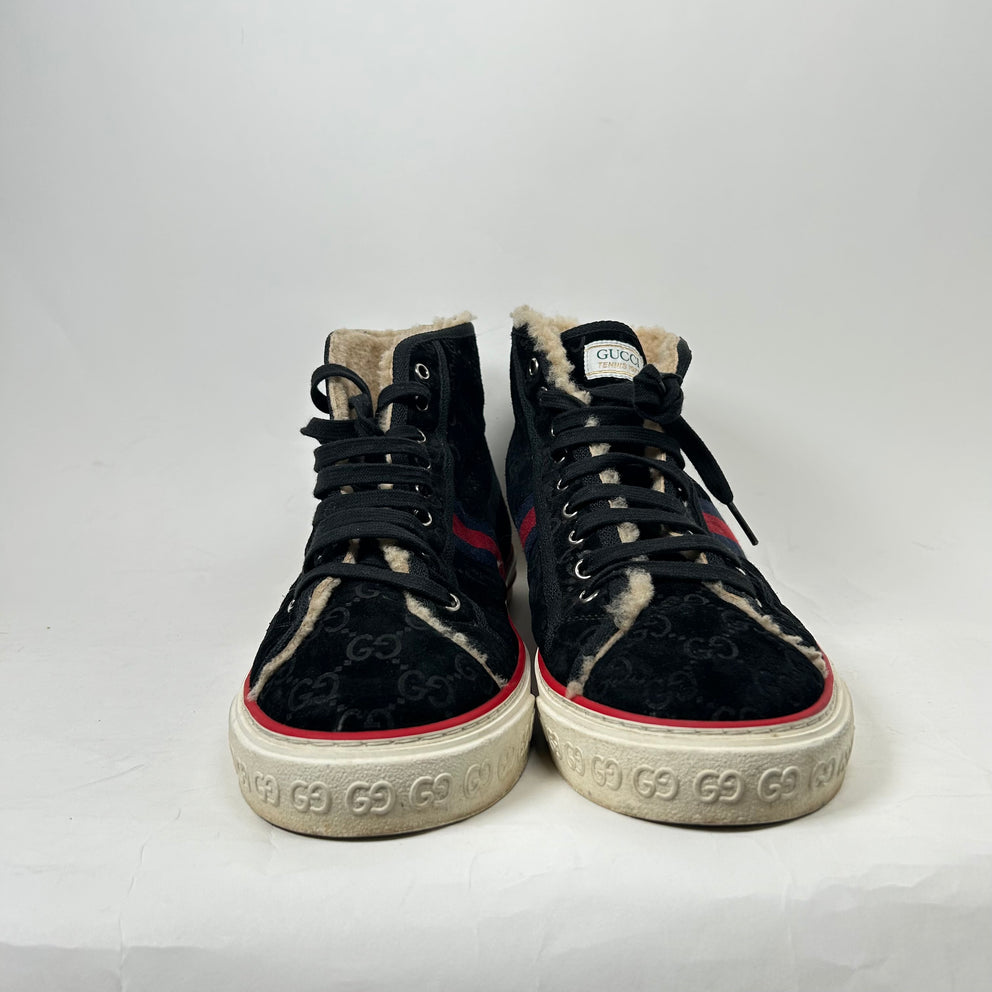 Gucci Black Shearling 1977 Sneakers Size 9.5