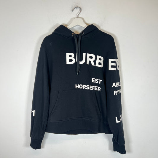 Burberry Black Horseferry Logo Hoodie Size S