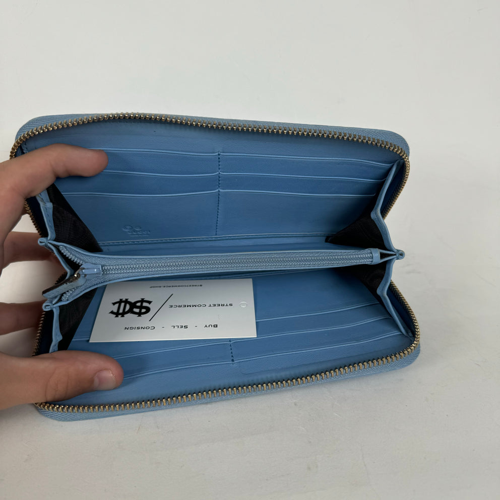 Gucci Light Blue Microguccissima Leather Zip Around Wallet