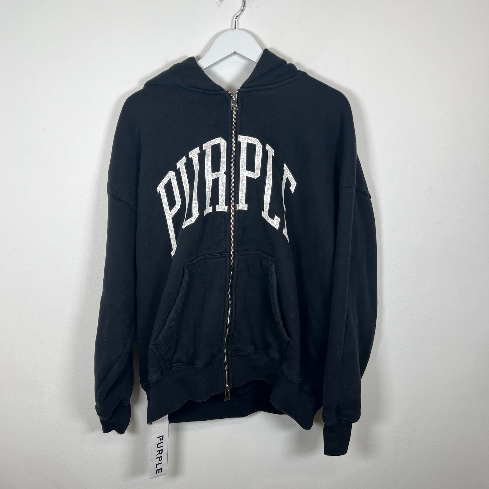 Purple Black Logo Zip-up Hoodie Size M