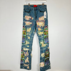 Who Decides War ROYGBIV Fusion Embroidered Denim Jeans Size 30