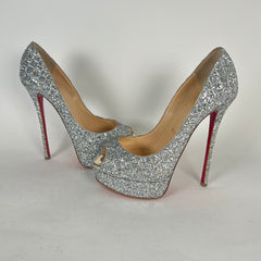 Christian Louboutin Lady Peep 150 Crystal Platform Heels Size 37